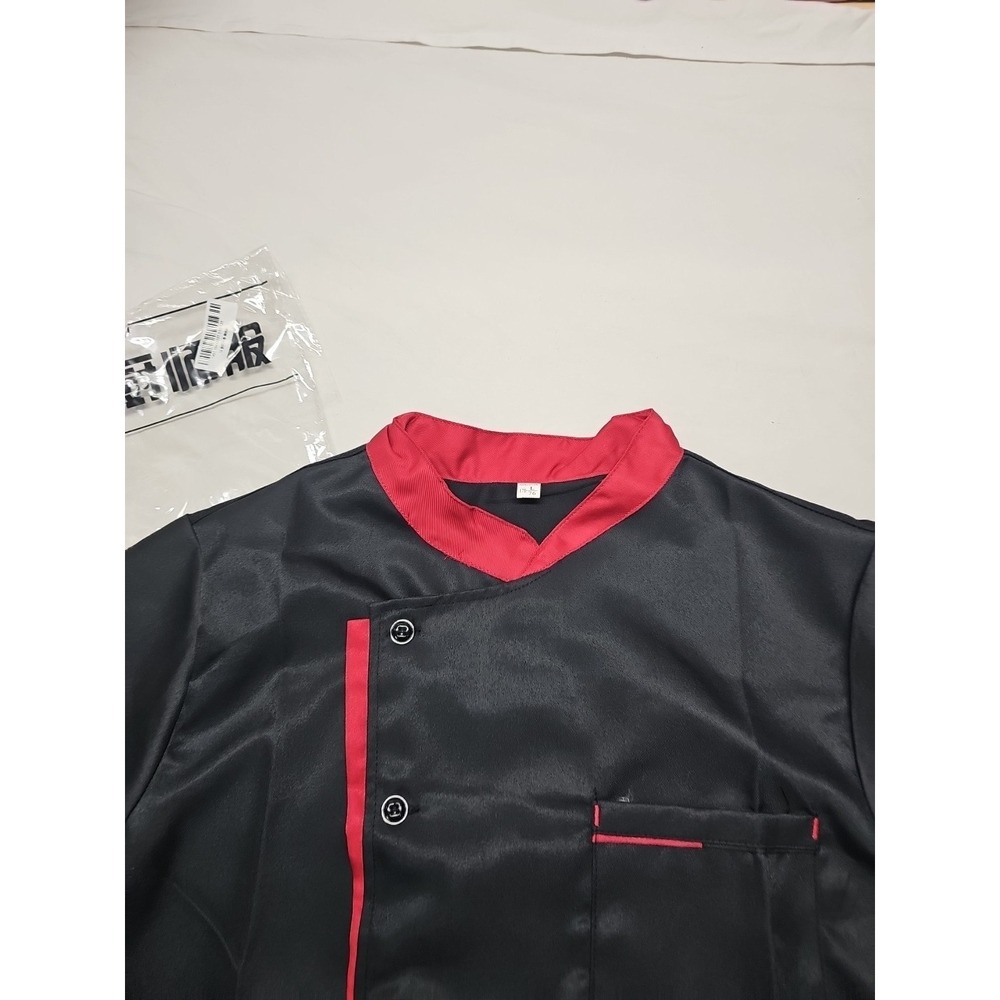 Unisex Chef Coat Cook Black Jacket Restaurant Kitchen Workwear Uniform‎ Shirt L - Picture 10 of 16